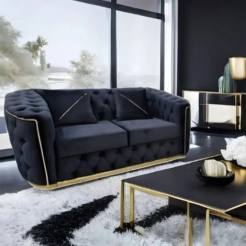 Toronto Sofa 3+2 Black & Gold
