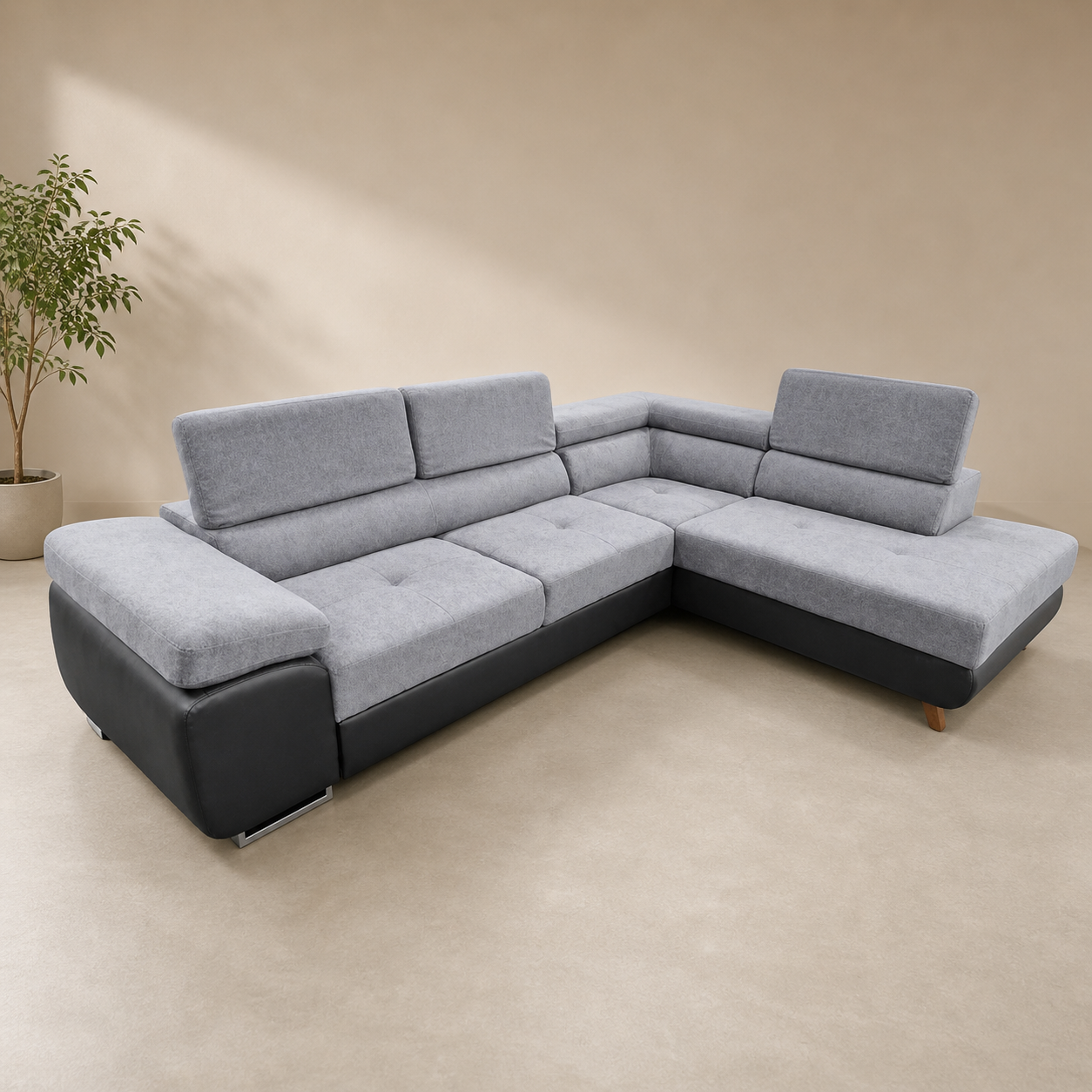 Luton Sofabed Corner Sofa Bed With Storage Box Grey-Black