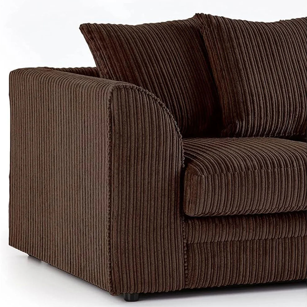 Luxor Fabric Corner Sofa Chocolate | Soft Jumbo Cord 3-4 Seater Corner Sofa