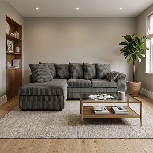 Dylan Jumbo Cord Corner Sofa Grey