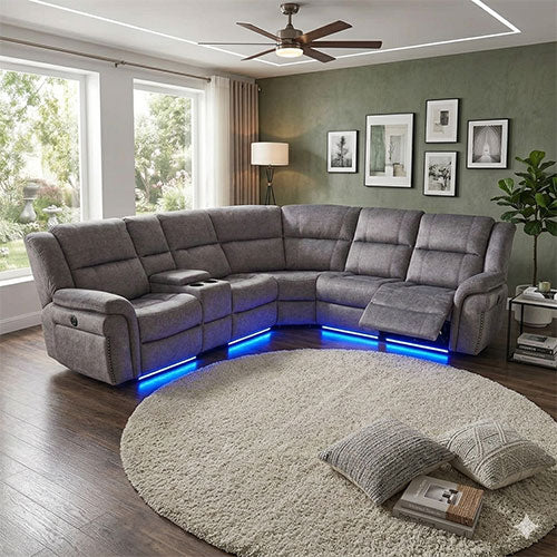 Berlin Electric Recliner Corner Sofa Micro Fibre Fabric