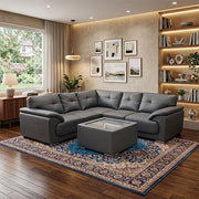 Dover Leather Corner Sofa Grey