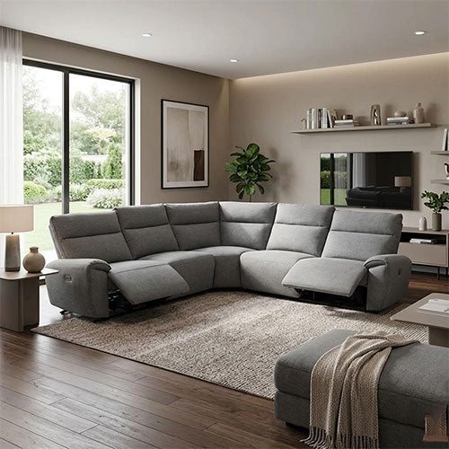 Aussie Express Fabric Recliner Corner Sofa 2 Corner 2 Power Recliner