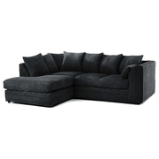 Luxor Fabric Corner Sofa Black | Soft Jumbo Cord 3-4 Seater Corner Sofa