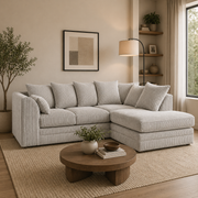 Luxor Fabric Corner Sofa Chocolate | Soft Jumbo Cord 3-4 Seater Corner Sofa