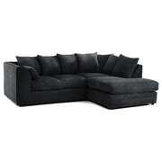 Luxor Fabric Corner Sofa Black | Soft Jumbo Cord 3-4 Seater Corner Sofa