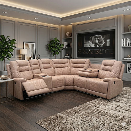 Halifax Leather Electric Recliner Corner Sofa(Black,Grey,Beige)-USB Ports/LED LIGHTS/CUP HOLDERS