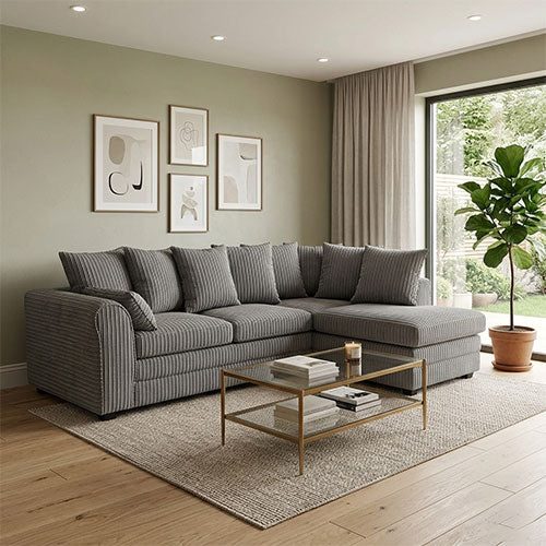 Dylan Jumbo Cord Corner Sofa Grey