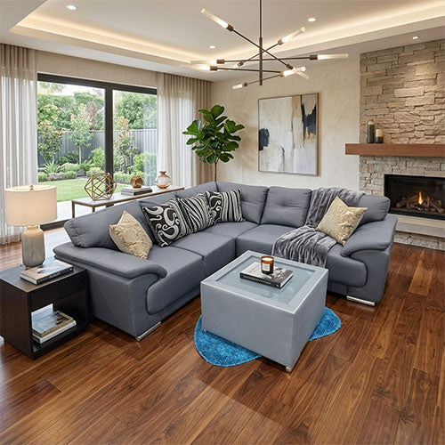 Dover Leather Corner Sofa Grey