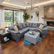 Dover Leather Corner Sofa Grey