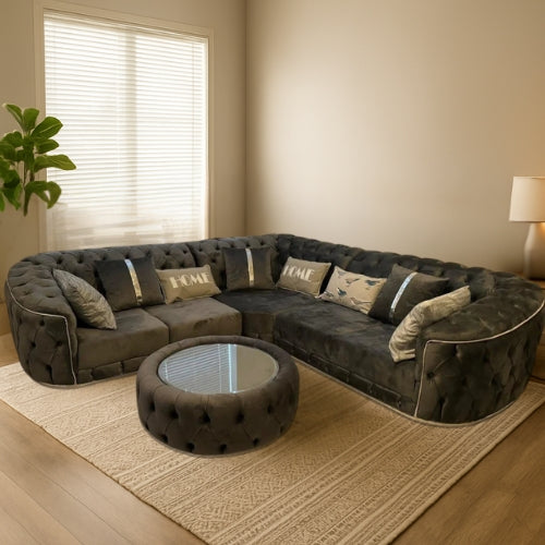 Toronto Corner Sofa Black & Gold