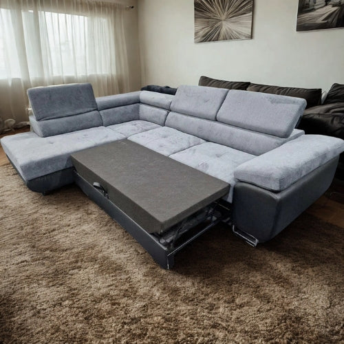 Luton Sofabed Corner Sofa Bed With Storage Box Grey-Black