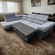 Luton Sofabed Corner Sofa Bed With Storage Box Grey-Black