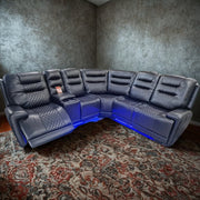 Halifax Leather Electric Recliner Corner Sofa(Black,Grey,Beige)-USB Ports/LED LIGHTS/CUP HOLDERS
