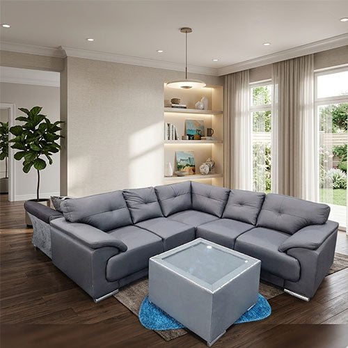 Dover Leather Corner Sofa Grey