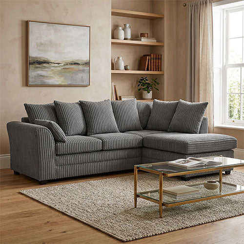 Dylan Jumbo Cord Corner Sofa Grey