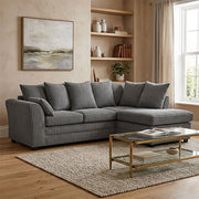 Dylan Jumbo Cord Corner Sofa Grey