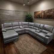 Madrid Leather Recliner Corner Sofa Grey
