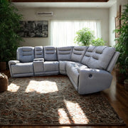 Halifax Leather Electric Recliner Corner Sofa(Black,Grey,Beige)-USB Ports/LED LIGHTS/CUP HOLDERS