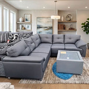 Dover Leather Corner Sofa Grey