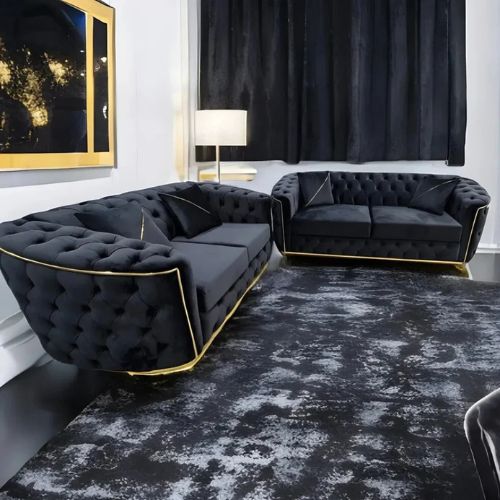 Toronto Sofa 3+2 Black & Gold