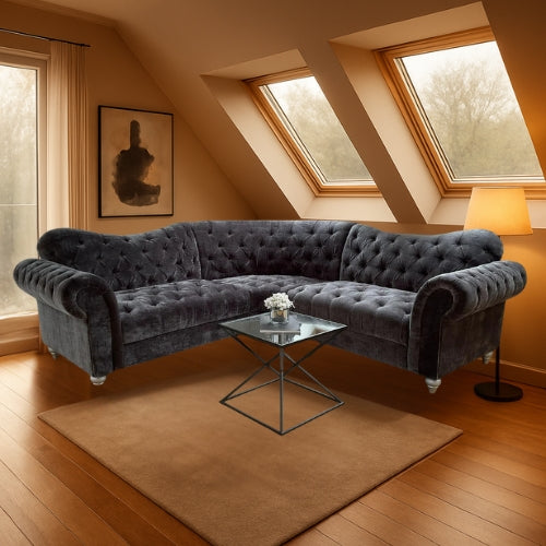 Elegance Fabric Corner Sofa Grey