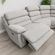 Lakelyn Fabric Recliner Corner Sofa, Light Grey, Upholstered with Storage Console| Electric| Bluetooth Fabric