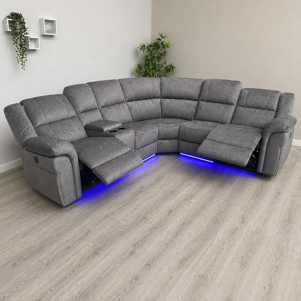 Hannah Electric Corner Sofa Micro Fibre Fabric (270cm x 230cm)