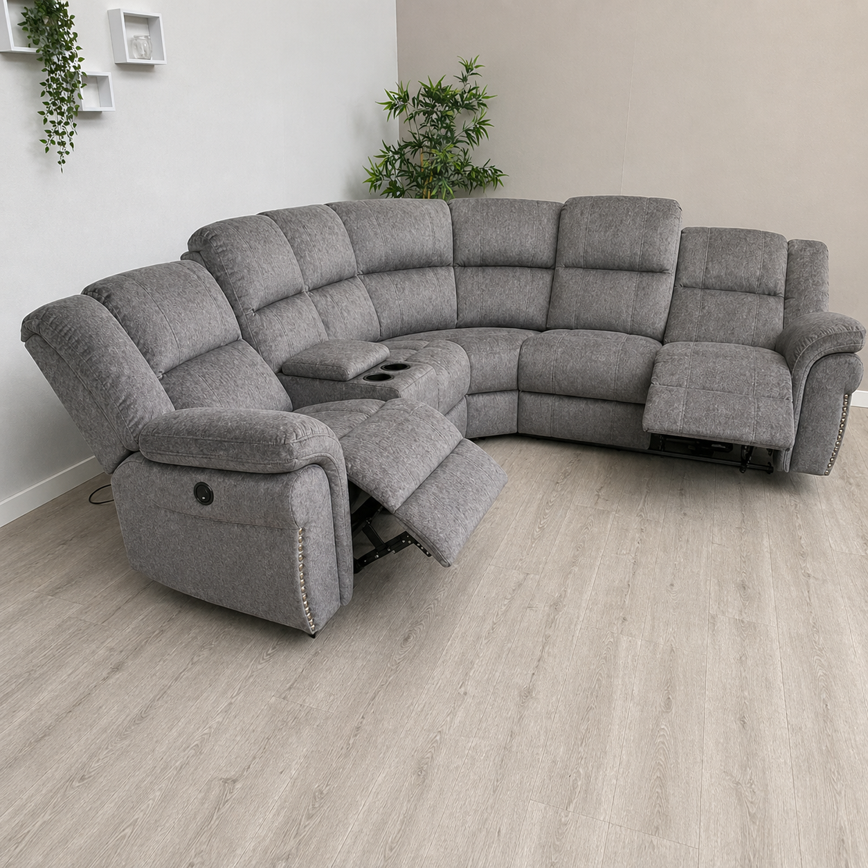 Hannah Electric Corner Sofa Micro Fibre Fabric (270cm x 230cm)