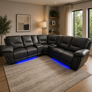 Sara Leather Electric Recliner Corner Sofa Grey