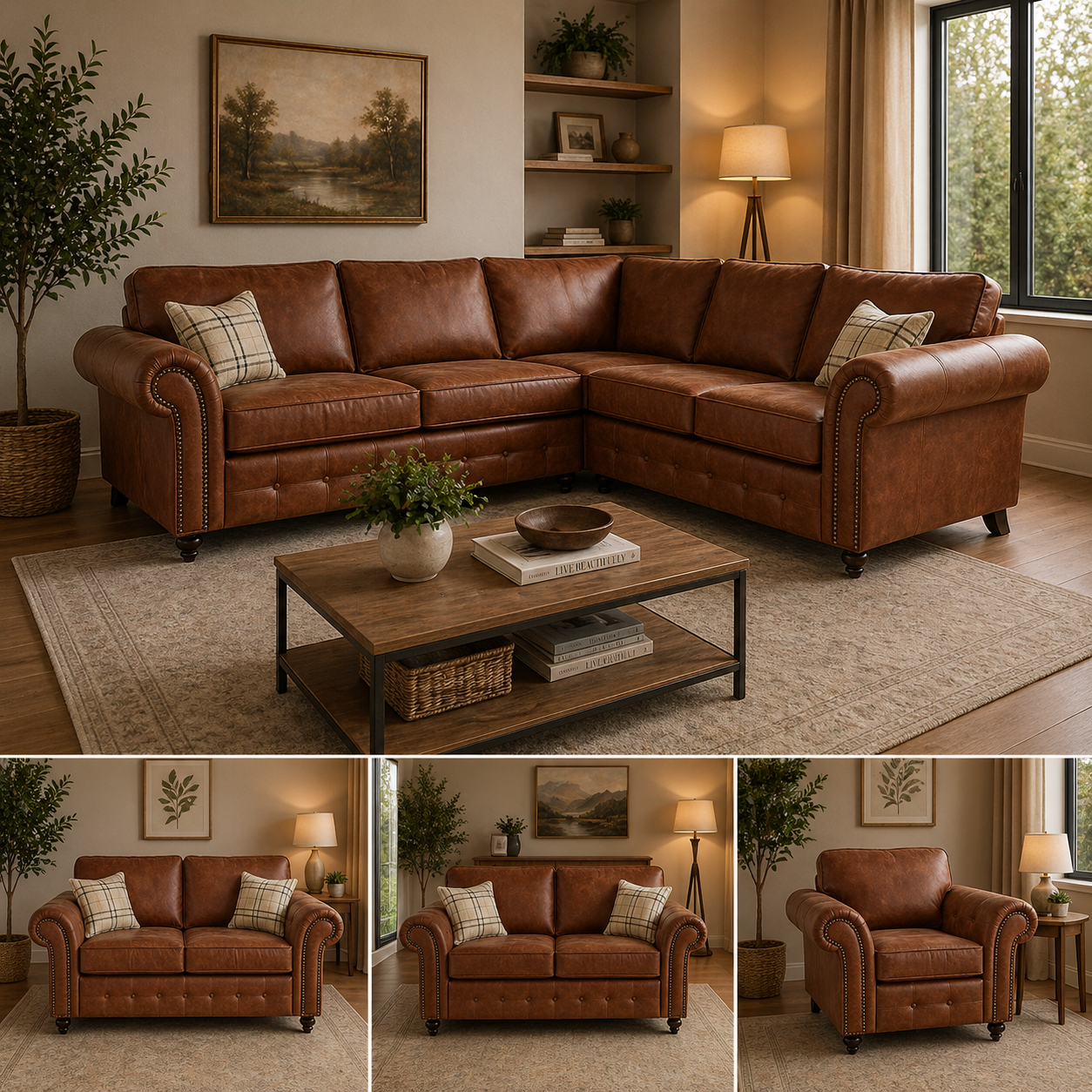 Oakland Leather Corner Sofa