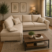 Paris Floral Beige 4 Seater Corner Sofa