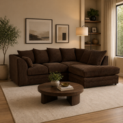 Luxor Fabric Corner Sofa Chocolate | Soft Jumbo Cord 3-4 Seater Corner Sofa