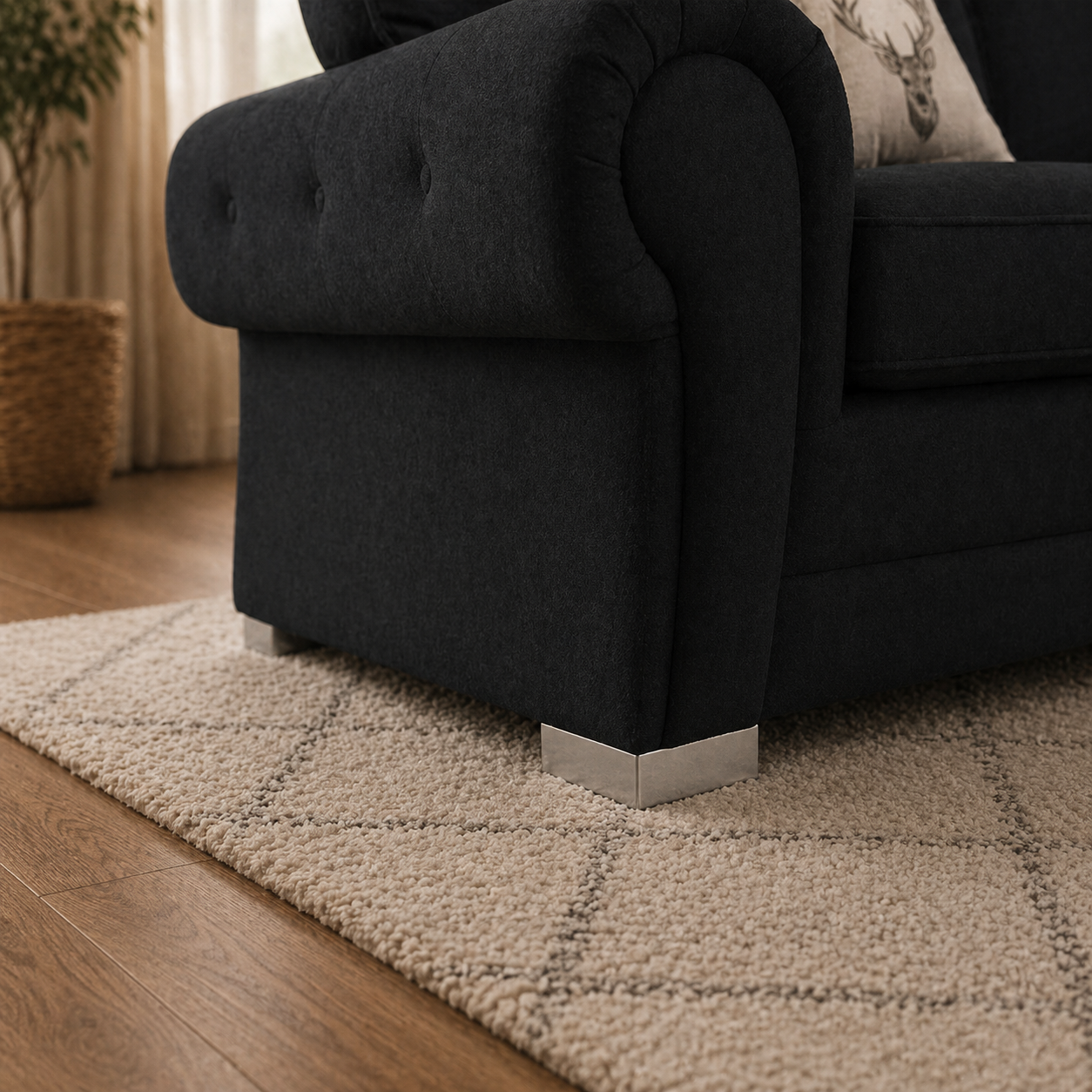 Verona Fullback 5 Seater Black Corner Sofa