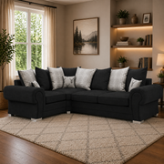 Verona Scatter back 4 Seater Sofa Black Right and Left Hand Facing Corner