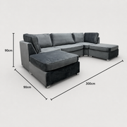 S.D Bishop Grey Plush Velvet U Shape Corner Sofa