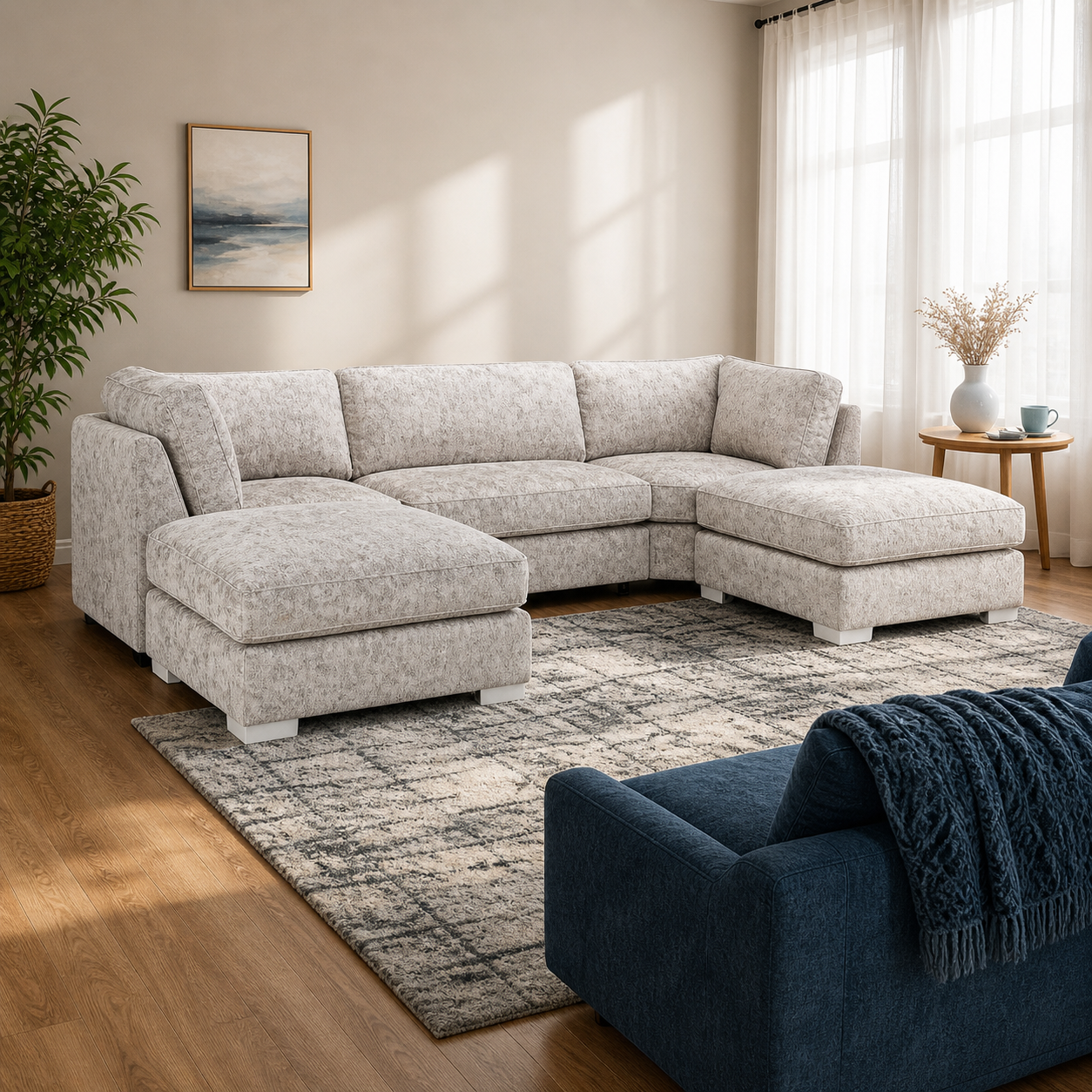 Bishop U Shape Sofa High Back Truffle
