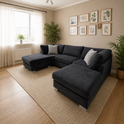 Bishop U Shape Sofa High Back In Black And Cream Color