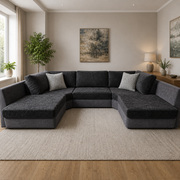Bishop U Shape Sofa High Back In Black And Cream Color