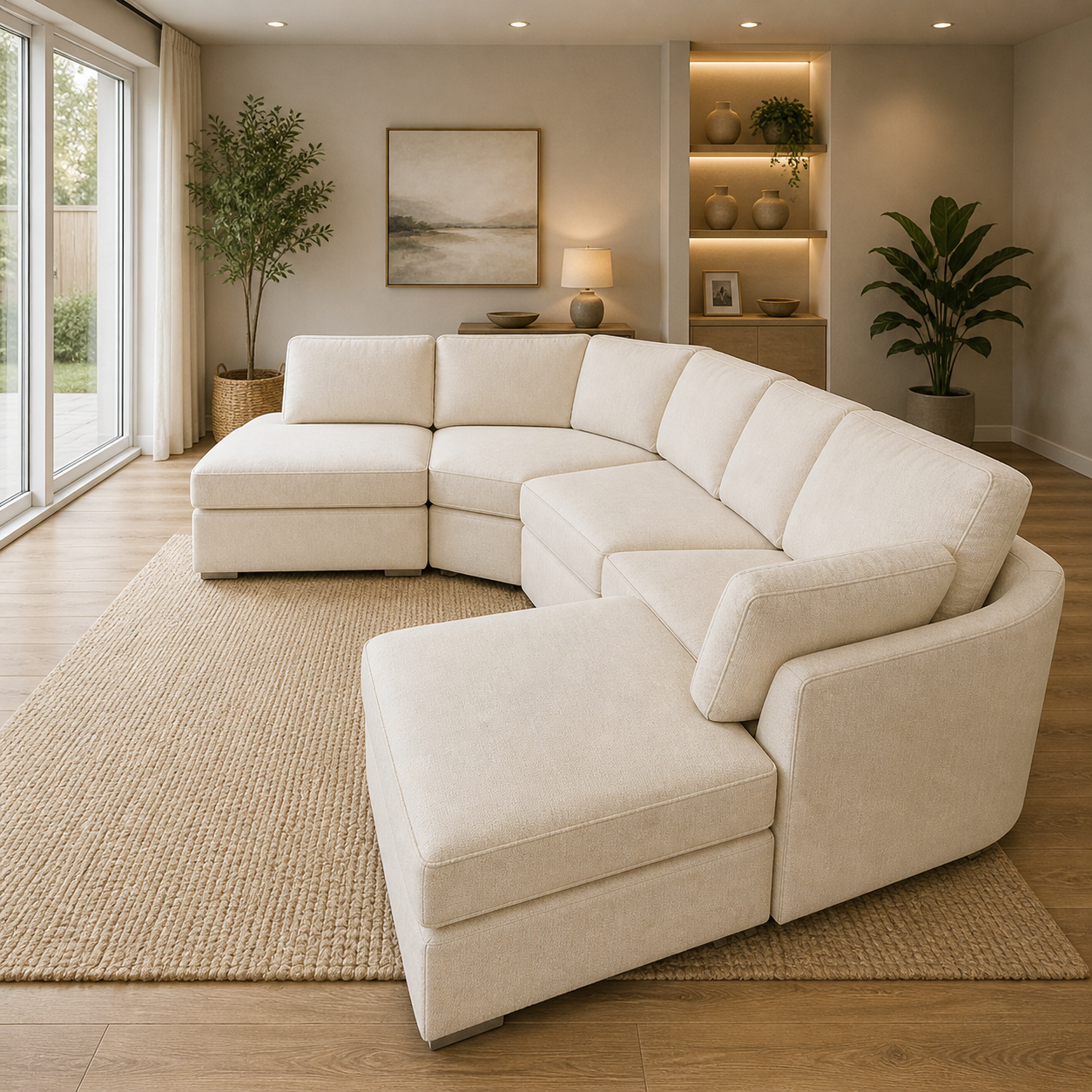 Bishop U Shape Sofa High Back In Black And Cream Color