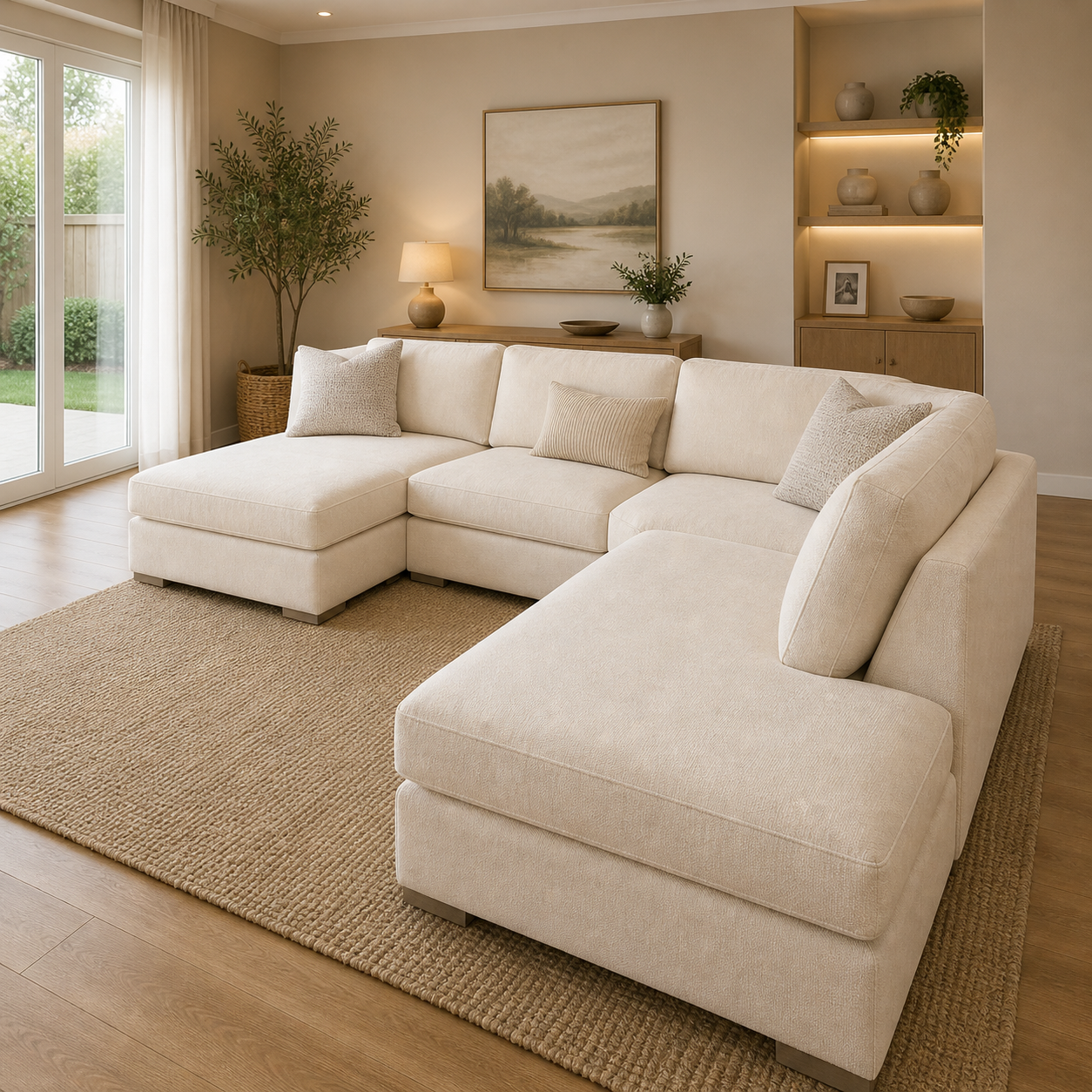 Bishop U Shape Sofa High Back In Black And Cream Color
