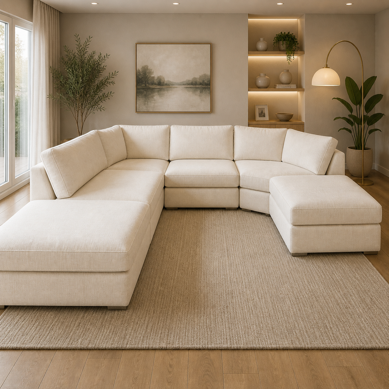 Bishop U Shape Sofa High Back In Black And Cream Color