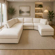 Bishop U Shape Sofa High Back In Black And Cream Color
