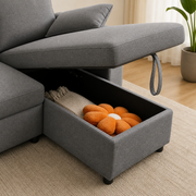 Francesca Sofa Bed (Universal) in Grey fabric  USB  Storage  Cuphoders  Bed  Magazine Pocket