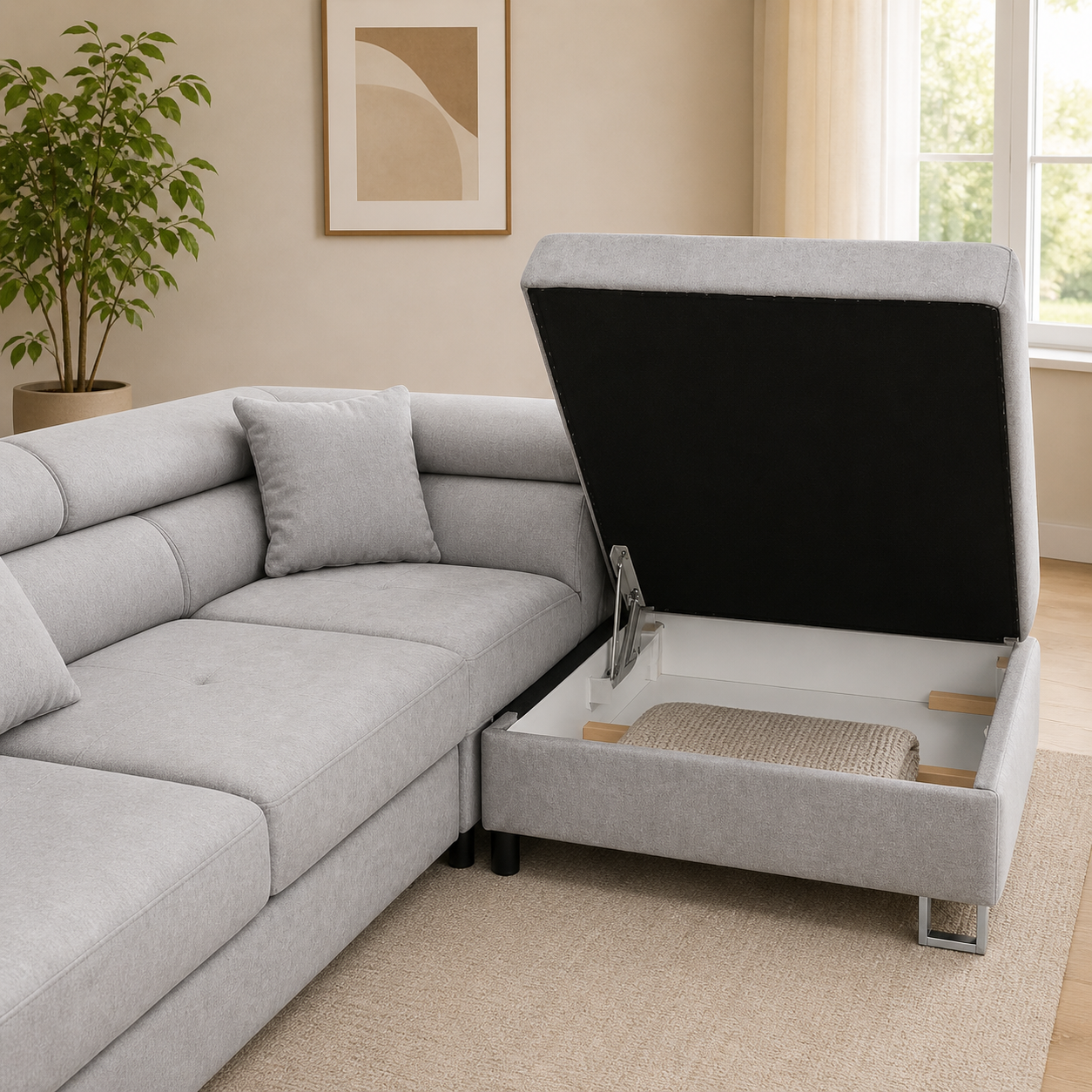 Anton Sofa bed Corner Sofa Bed With Storage Box Grey