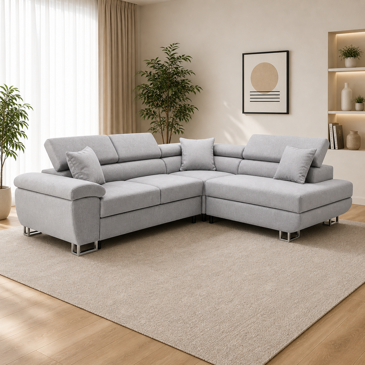 Anton Sofa bed Corner Sofa Bed With Storage Box Grey