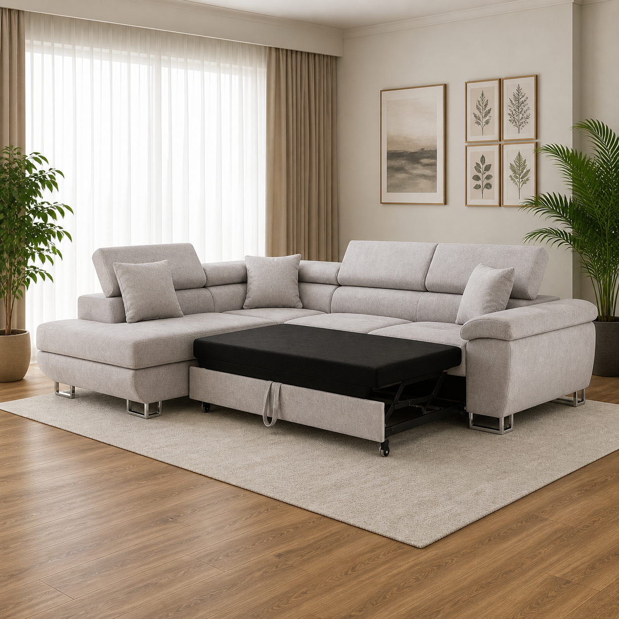 Anton Sofa bed Corner Sofa Bed With Storage Box Grey