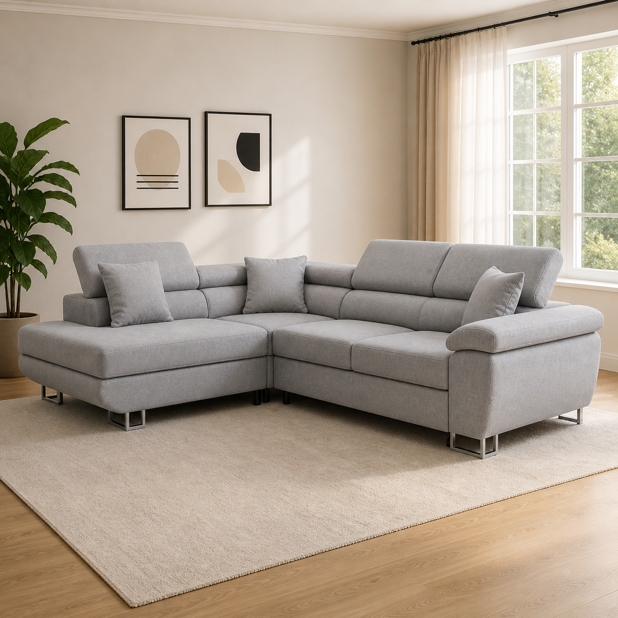 Anton Sofa bed Corner Sofa Bed With Storage Box Grey
