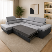 Luton Sofabed Corner Sofa Bed With Storage Box Grey-Black
