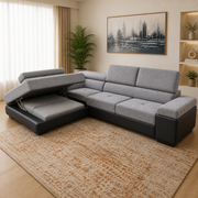 Luton Sofabed Corner Sofa Bed With Storage Box Grey-Black